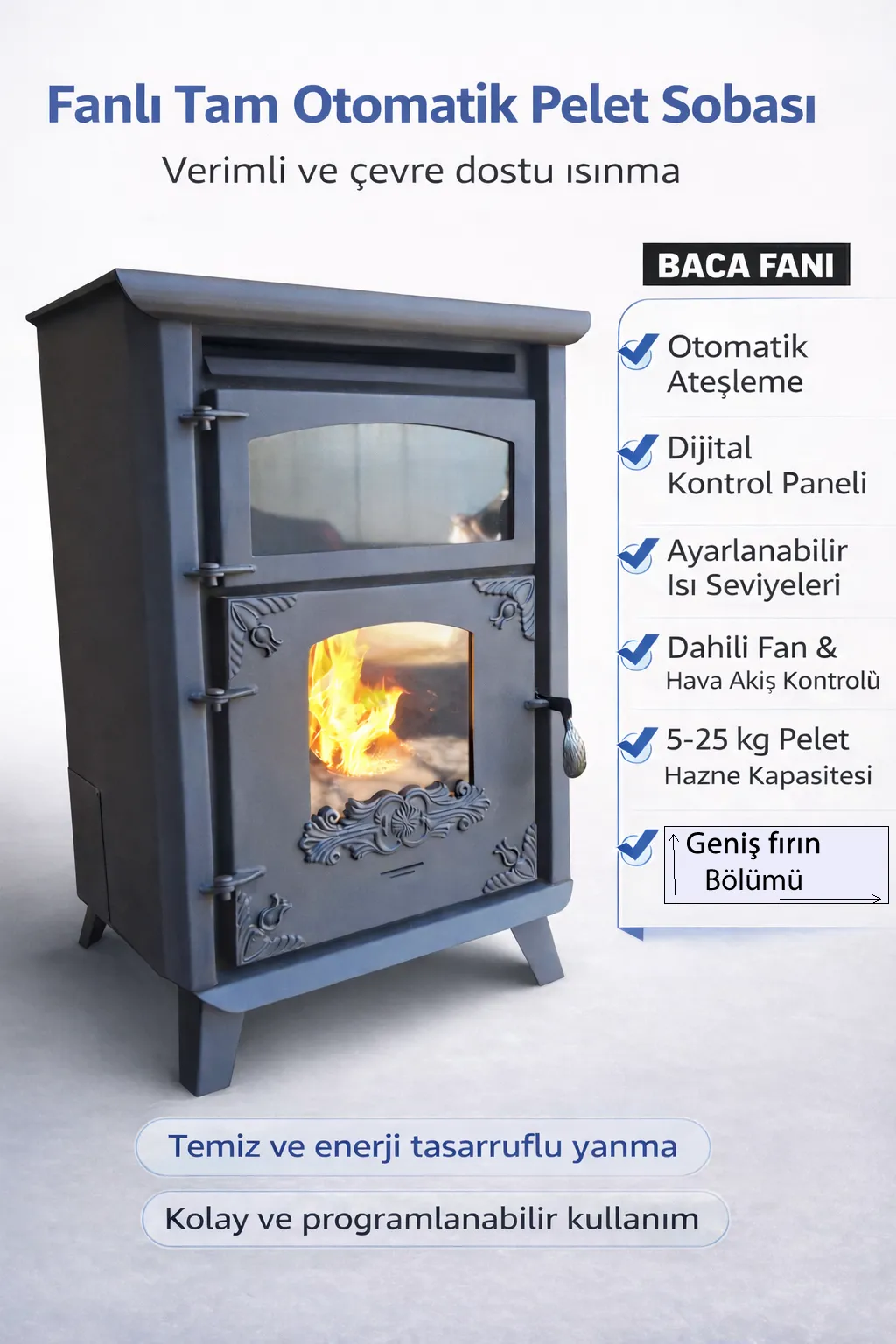 FANLI BUYUK FIRINLI PELET SOBASI EKO MAKSI F 24 KW