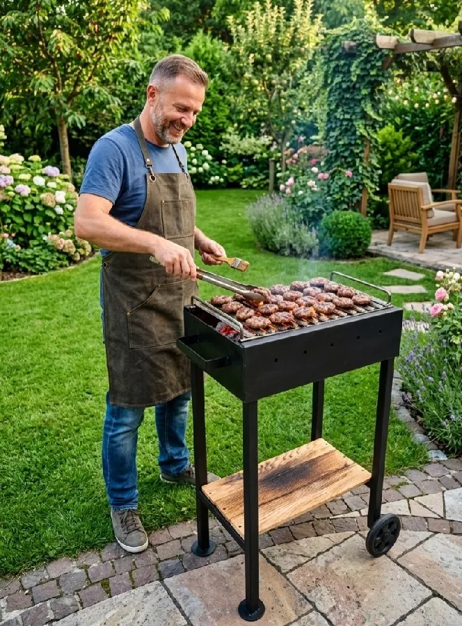DESAN CRAFT V PRO 15MM KALIN SAC OLUKLU MANGAL BARBEKU TEKERLEKLI AHSAP RAFLI